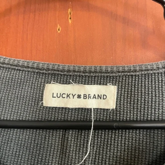 Lucky Brand Charcoal Lace-Accent Long Sleeve Top - Picture 2 of 10